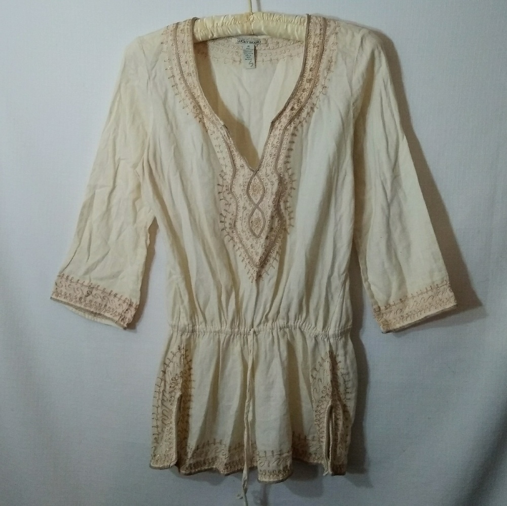 Lucky Brand size M Medium gauzy linen tunic EUC